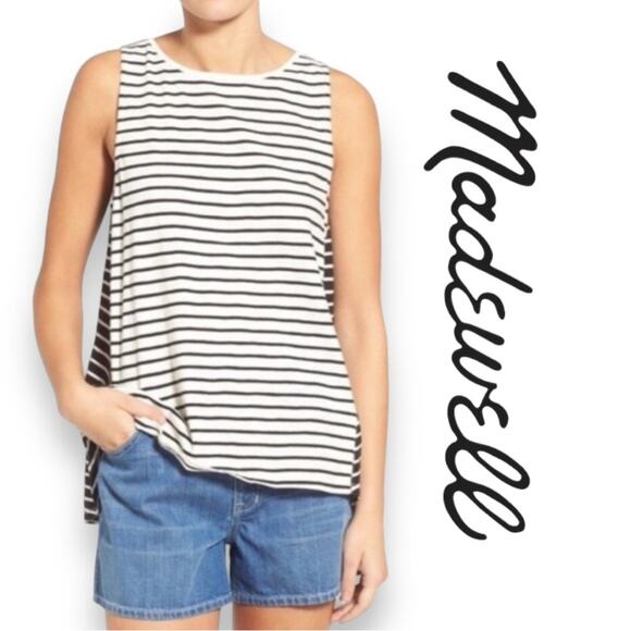 Madewell Tops - Madewell Forward Seam Striped Slub Cotton Tank Womens Size Small